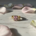 14K PINK GEMSTONE SMALL CLEAR STONES RING X001173418