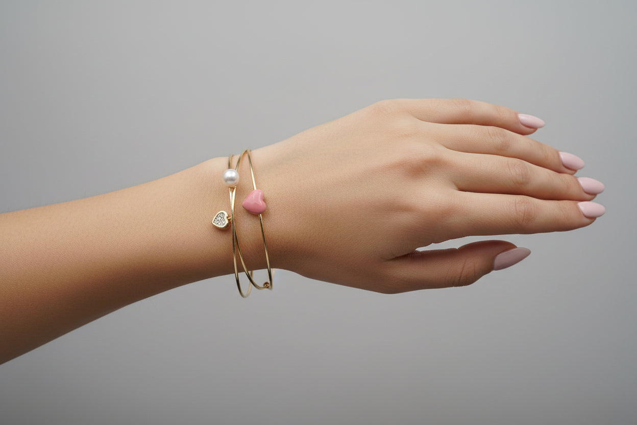 14K PINK CHARMS OPEN CUFF BRACELET S00116647