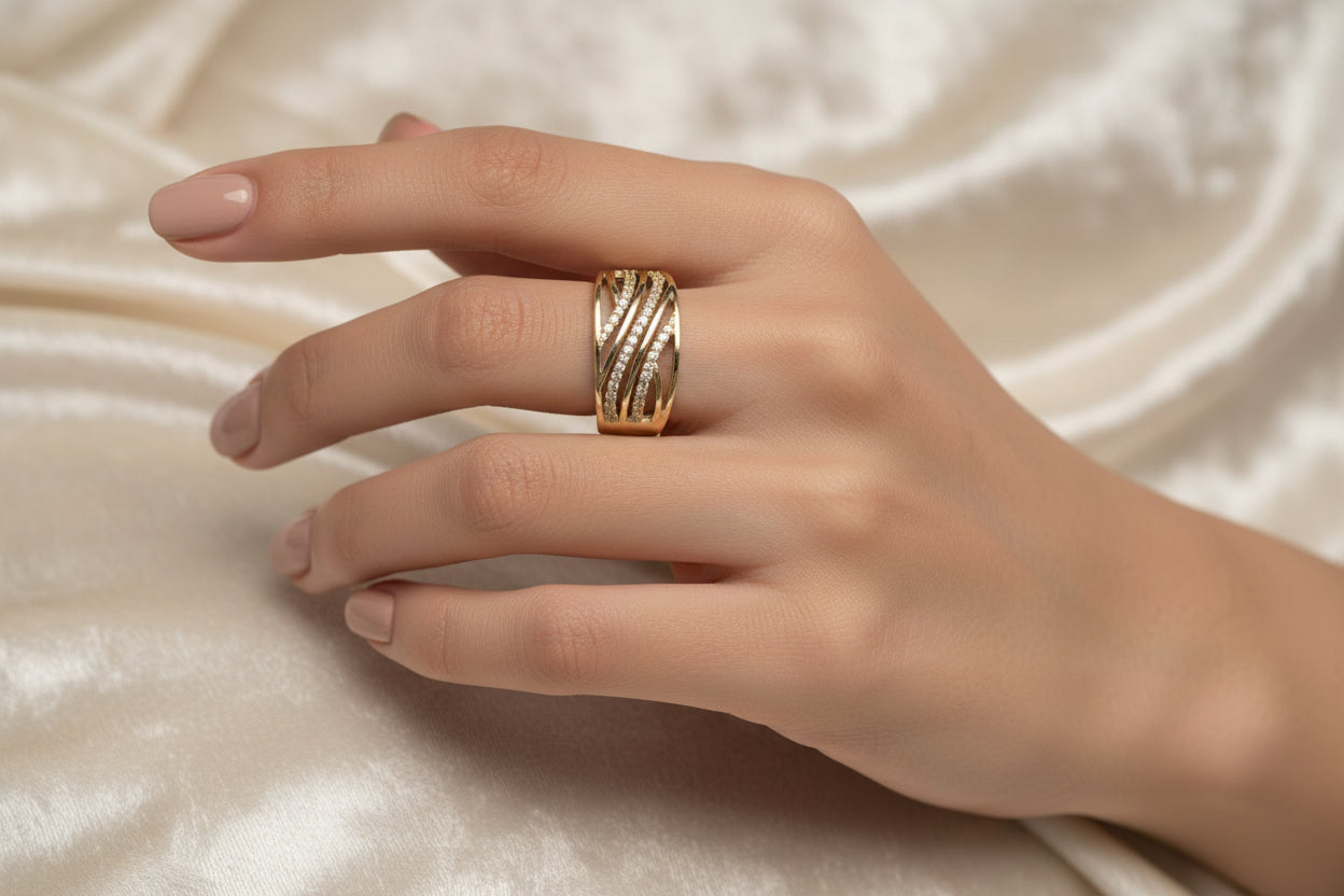 14K MULTI-ROW CROSSOVER RING X000022296