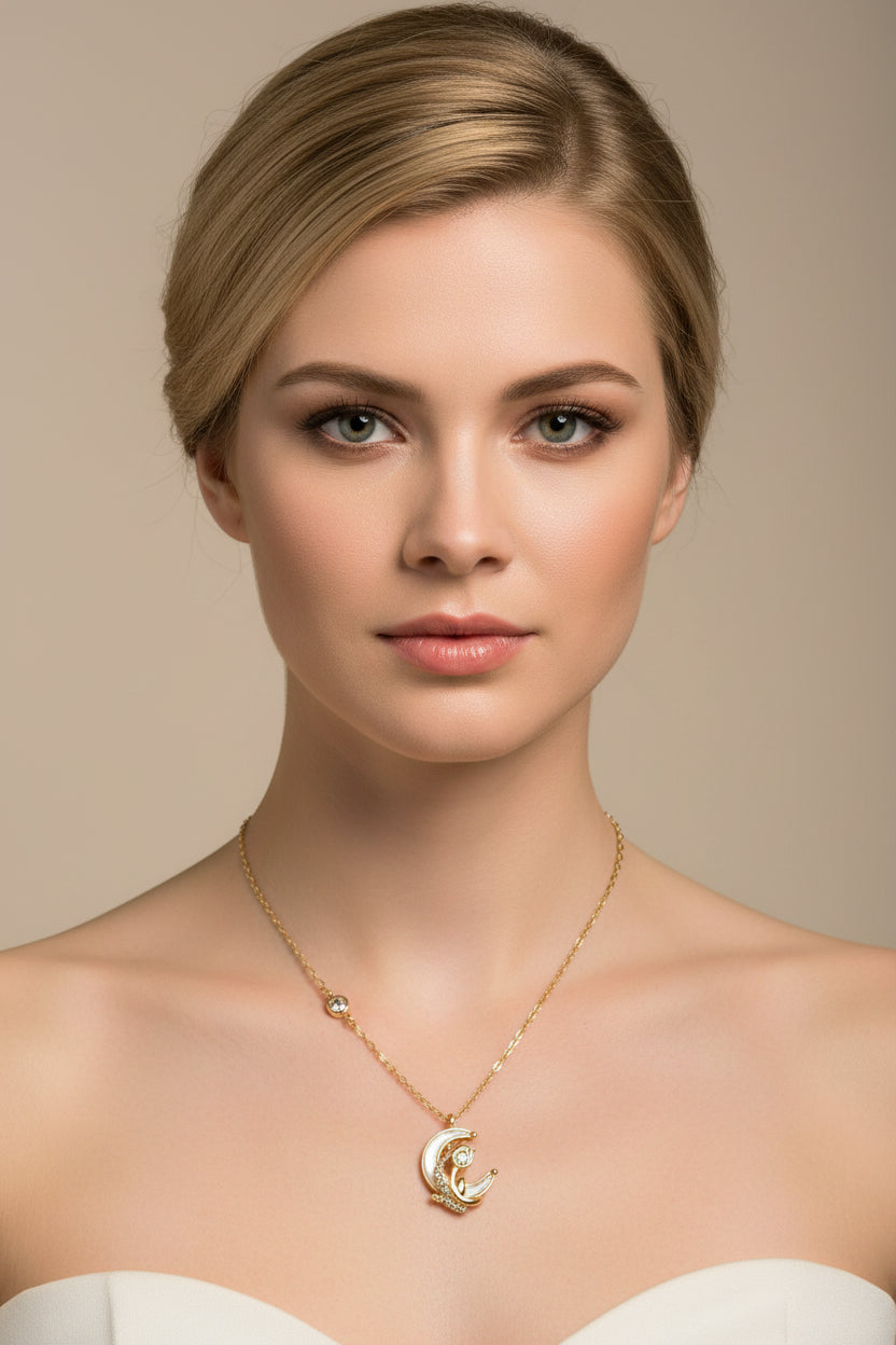 14K NECKLACE WITH CRESCENT MOON PENDANT X001165485
