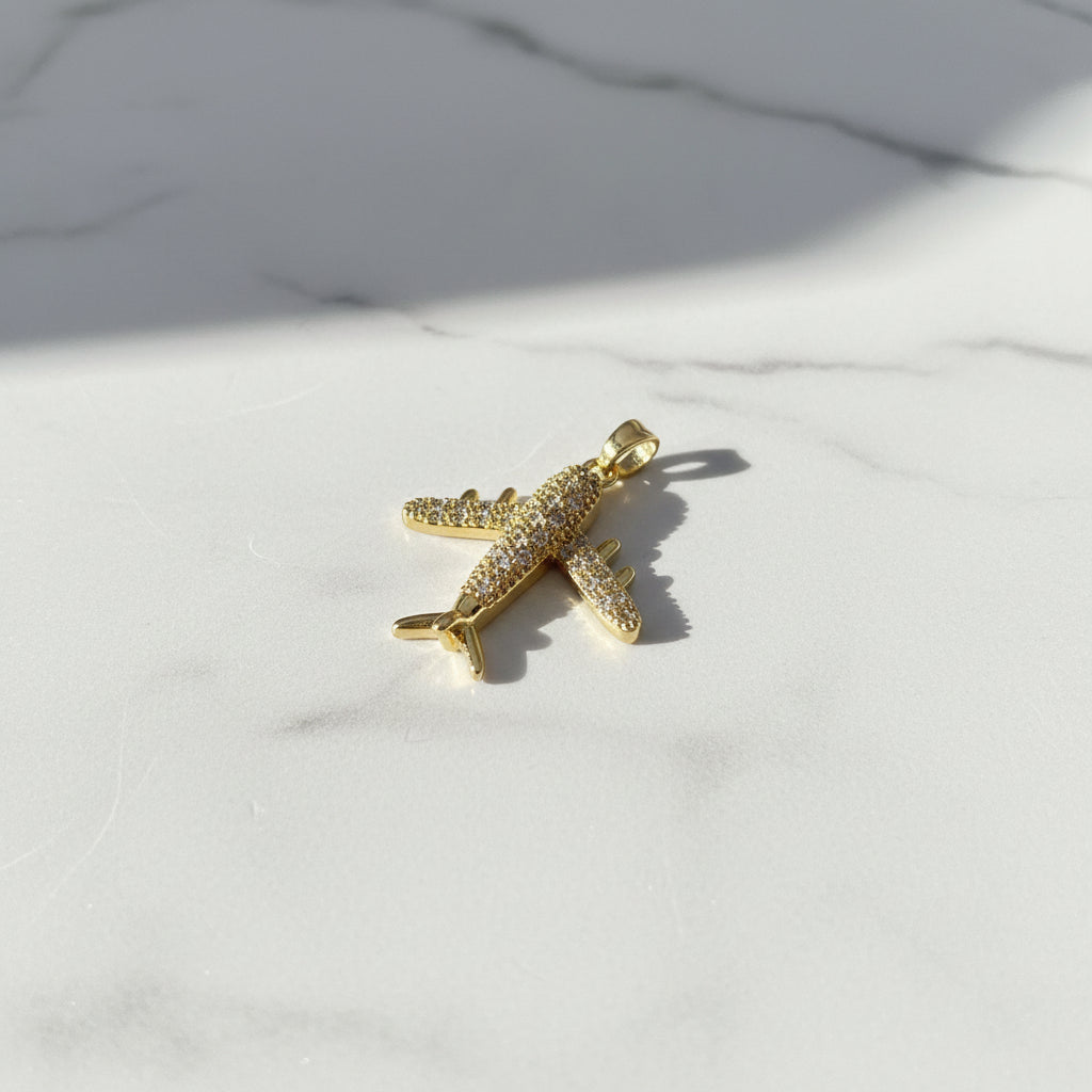 14K CLEAR AIRPLANE PENDANT