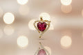 14K RED HEART SHAPED CENTER STONE PENDANT
