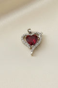 WHG HEART SHAPED WITH RED CENTER STONE PENDANT