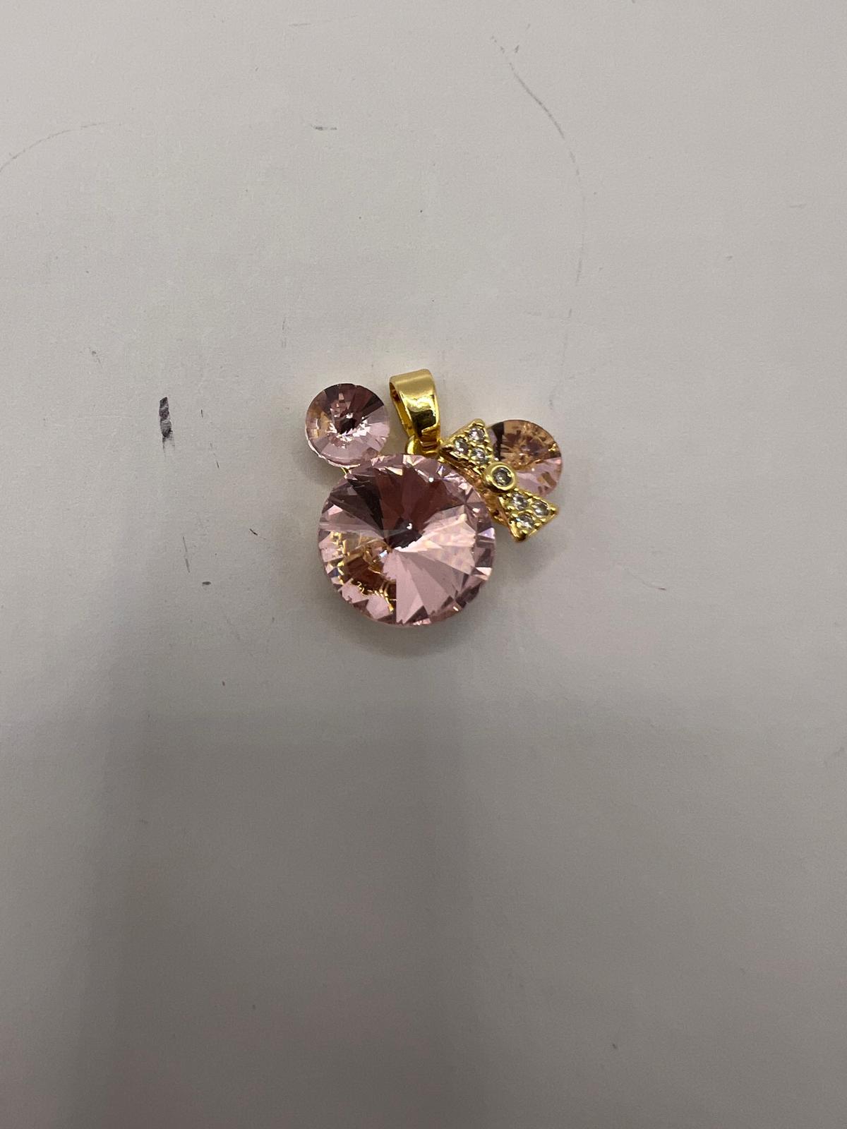 14K MINNIE MOUSE HEAD LIGHT PINK PENDANT