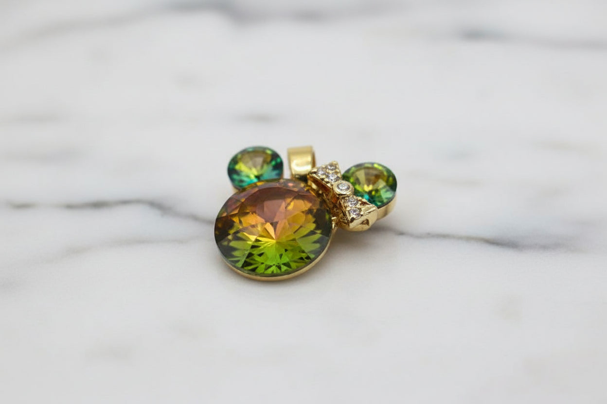 14K MICKEY MOUSE IRIDESCENT CRYSTAL PENDANT