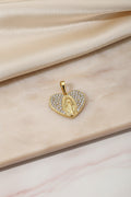 14K HEART-SHAPED CHARM FEATURING A CENTRAL VIRGIN MARY PENDANT
