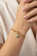 14K HEART-SHAPED CHARM/ T-BAR TOGGLE CLASP  BRACELET RQ259