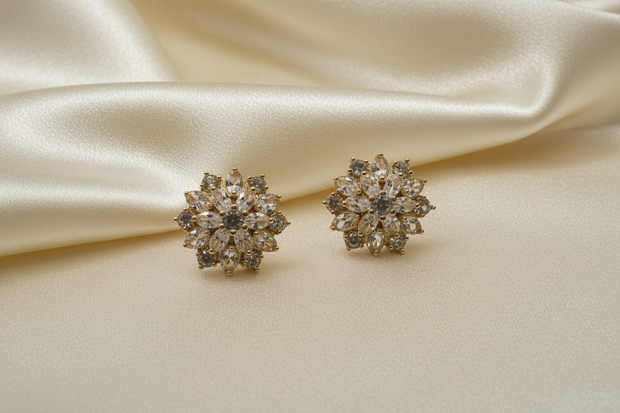 14K SUNBURST STUD EARRINGS RQ 261