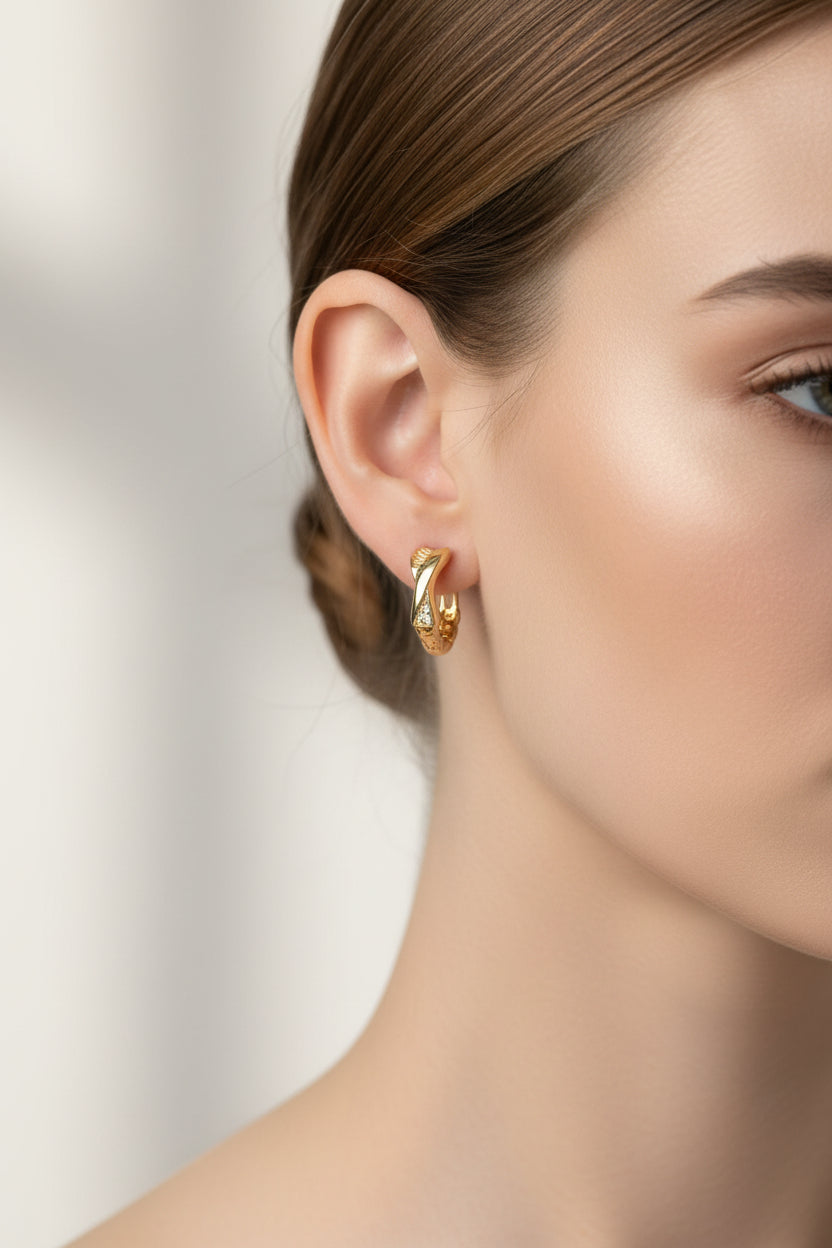 14K SCALLOPED STYLE  HOOP EARRINGS X000711918