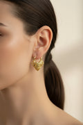 14K FLORAL BASKET HOOP EARRINGS R-27590001