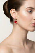 14K RED FOUR CLOVER EARRINGS RH-08280001