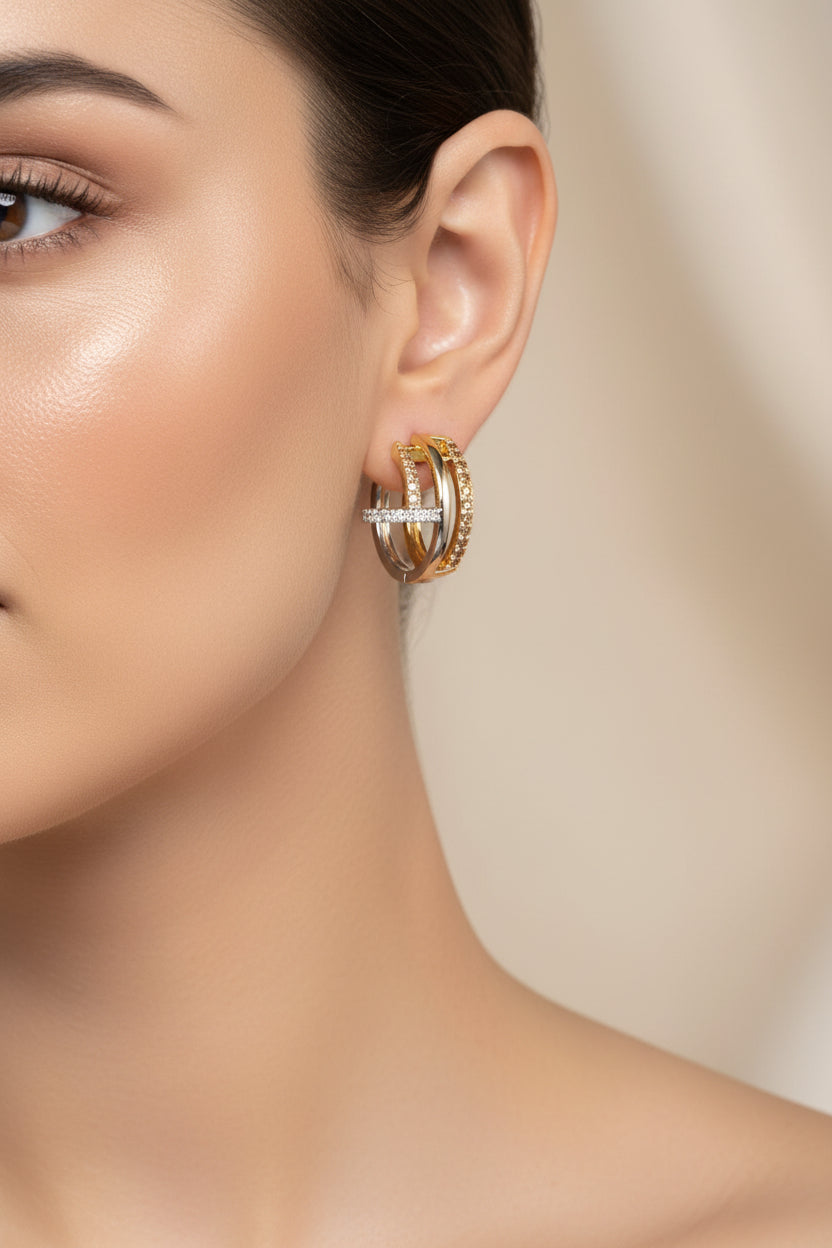 14K DOUBLE HOOP EARRINGS RQ288