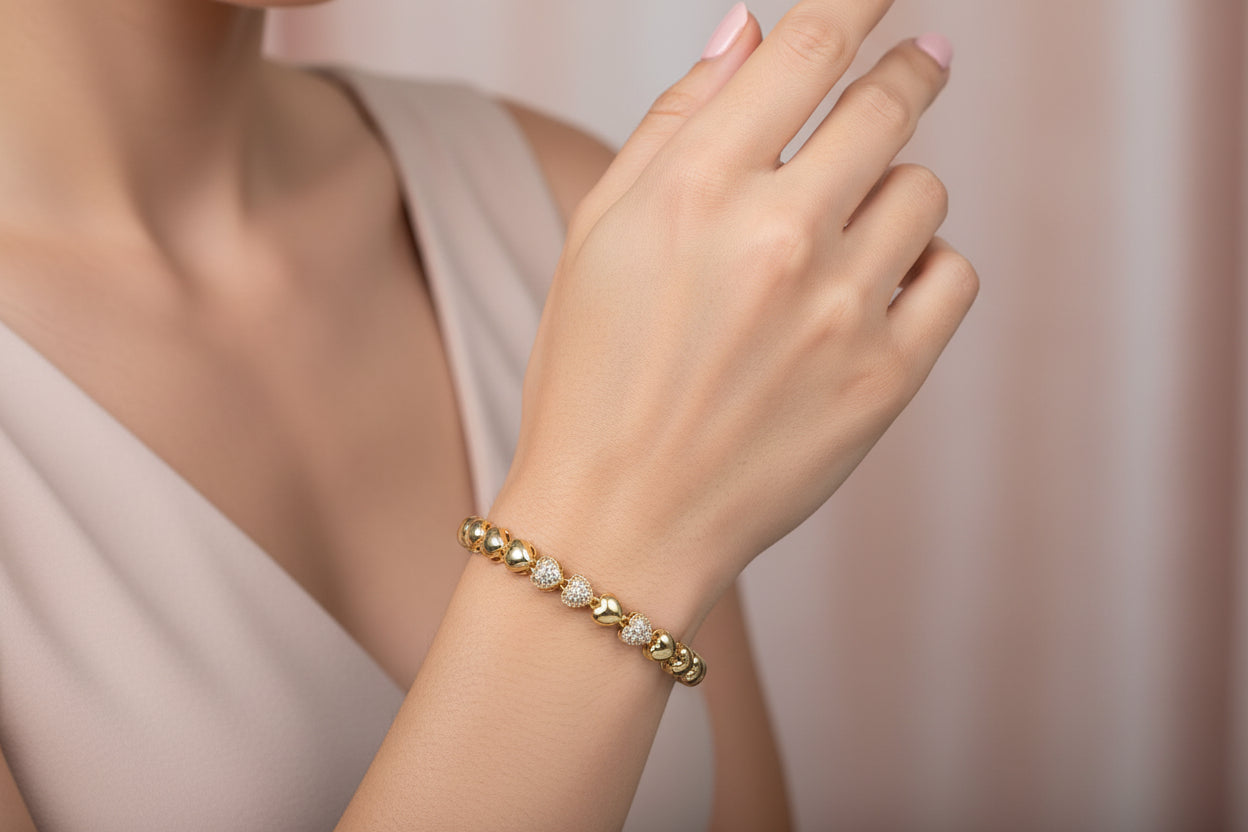 14KHEART-SHAPED LINKS BRACELET RQ293