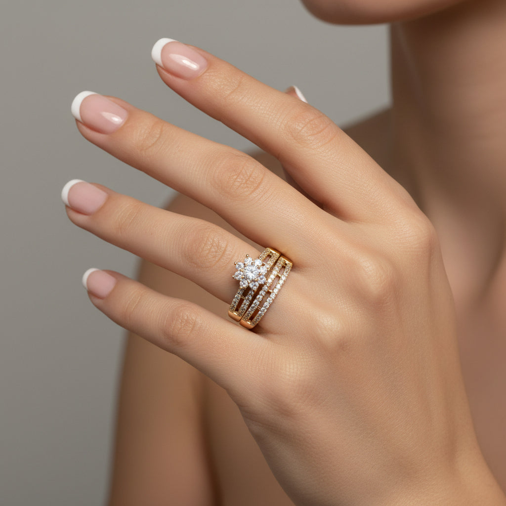 14K BRIDAL SET SUNBURST MOTIF RING X000438920