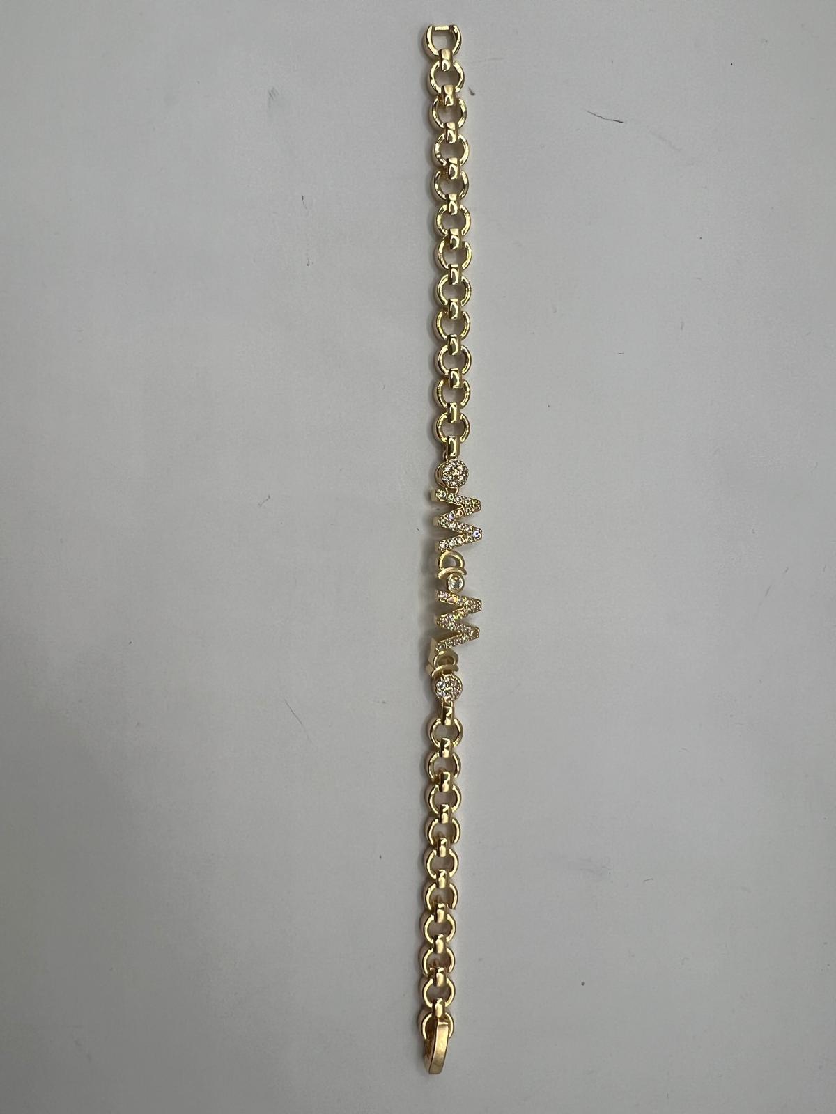 14K NAMEPLATE MAMA CUBIC ZIRCONIA BRACELET  RQ318