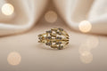 14K MULTI-ROW DESIGN CLEAR RING GJ-38510001