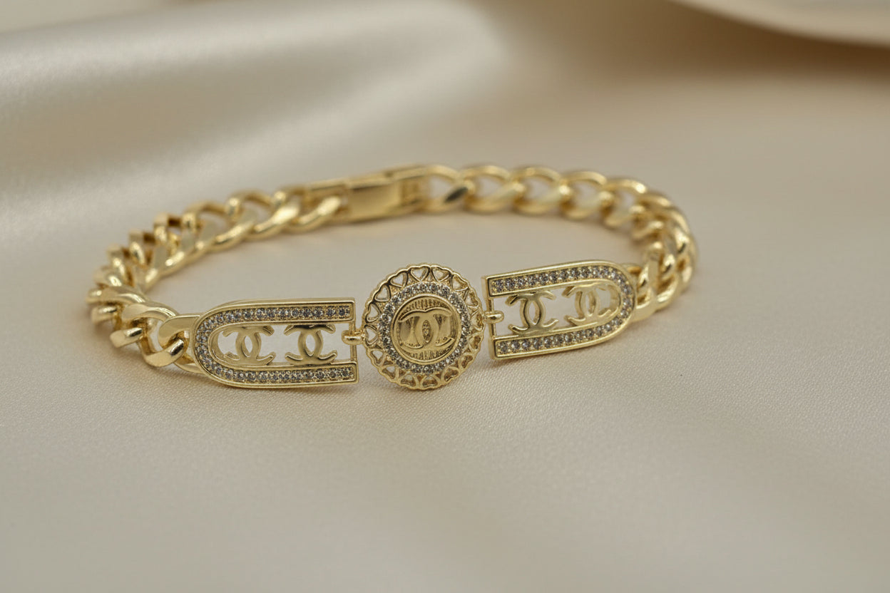 14K CC LOGO BORDERED BY SUNSET CLEAR BRACELET RQ323