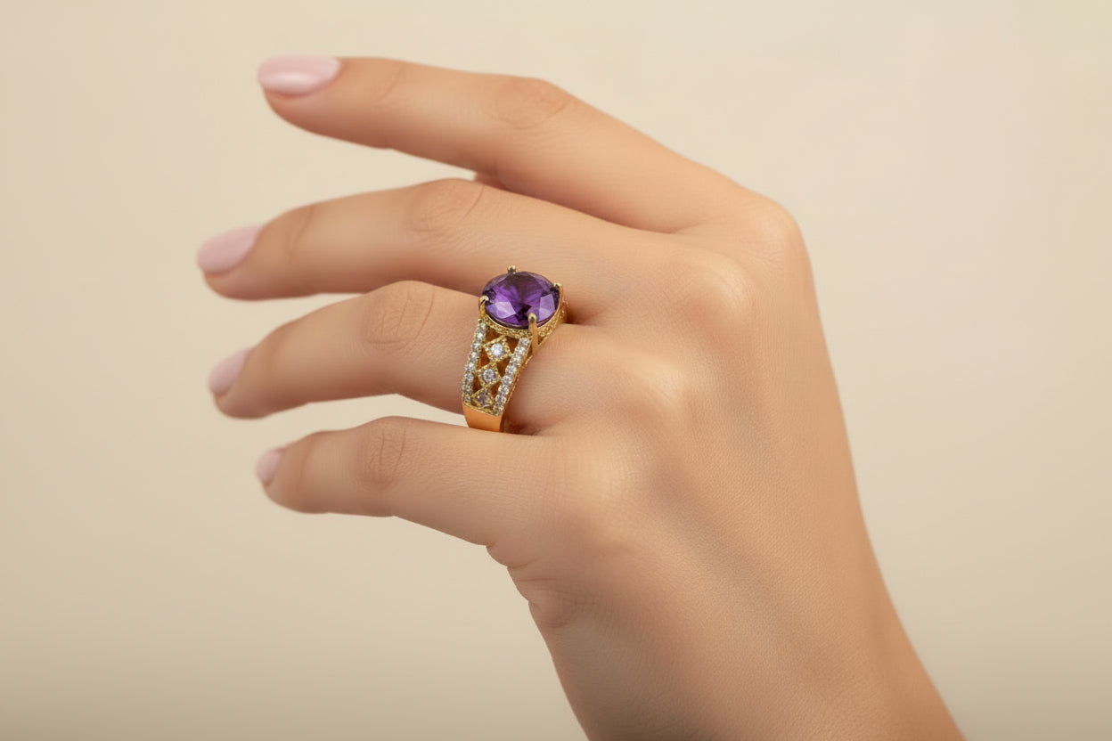 14K  SAPPHIRE WITH PURPLE GEMSTONE RING X001215651