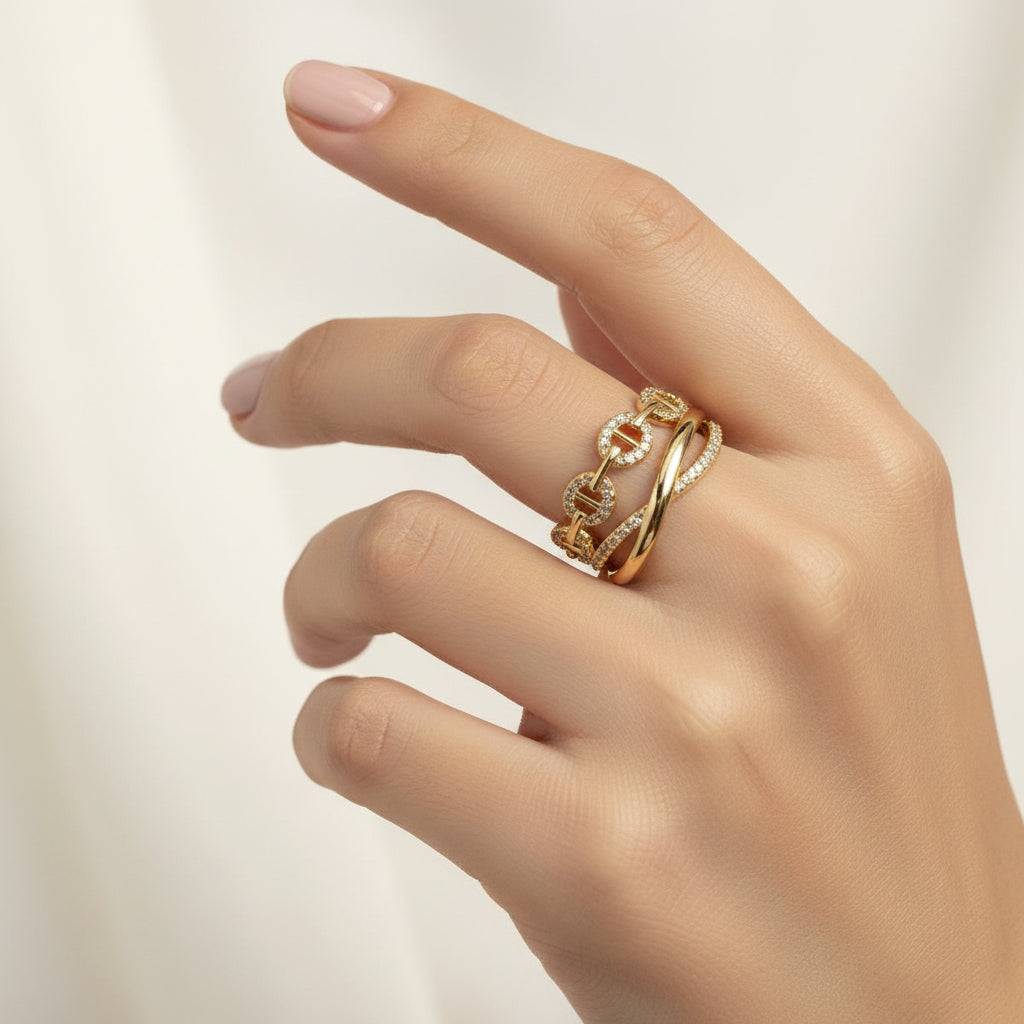 14K MULTI-LAYERED BAND RING X000016842