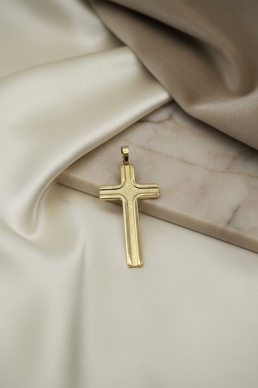 14K CROSS TEXTURED DESIGN PENDANT X001112528
