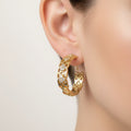 14K FLORAL  HOOP EARRINGS LHH947A