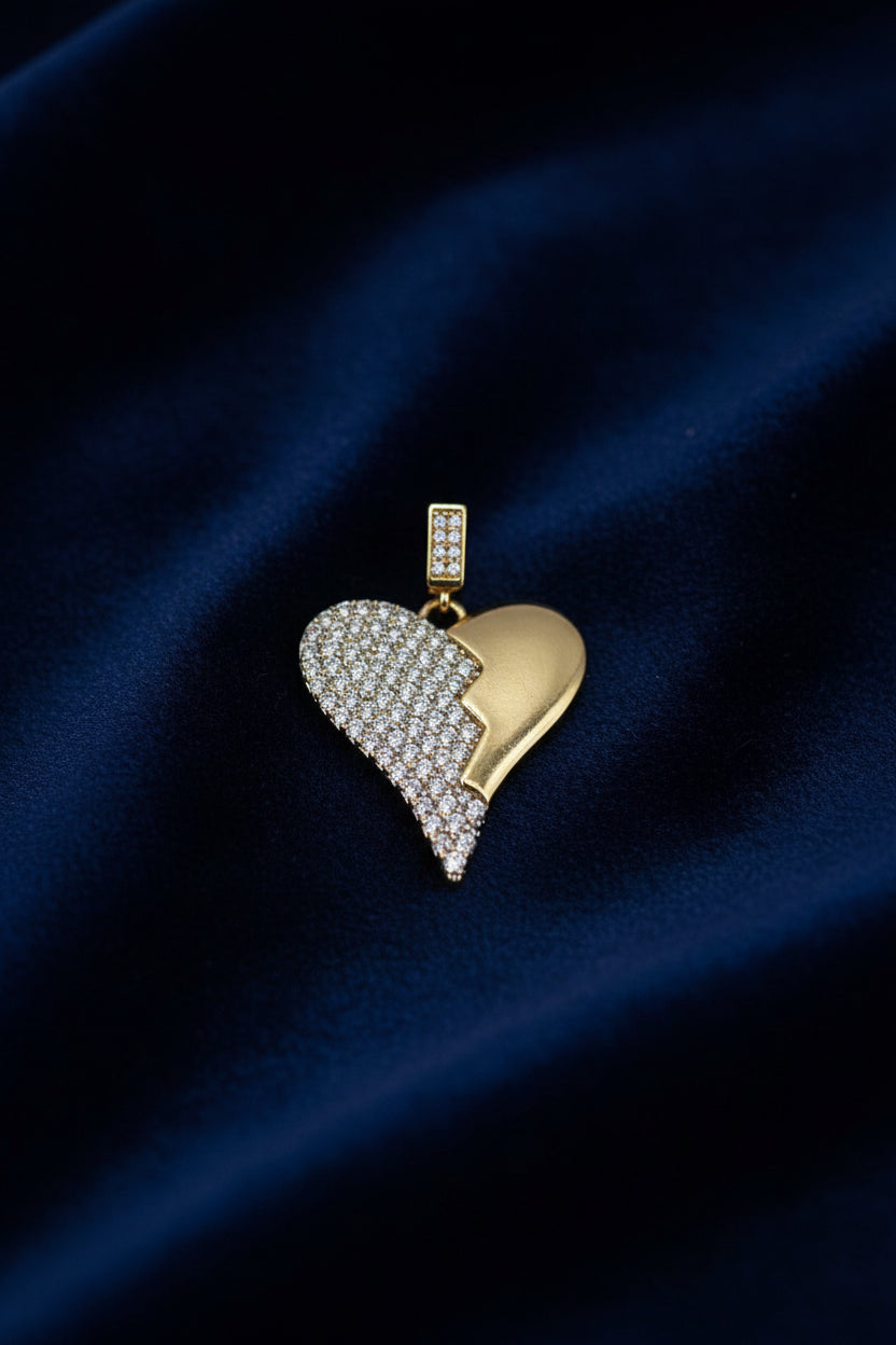 14K TWO TONE BROKEN HEART PENDANT
