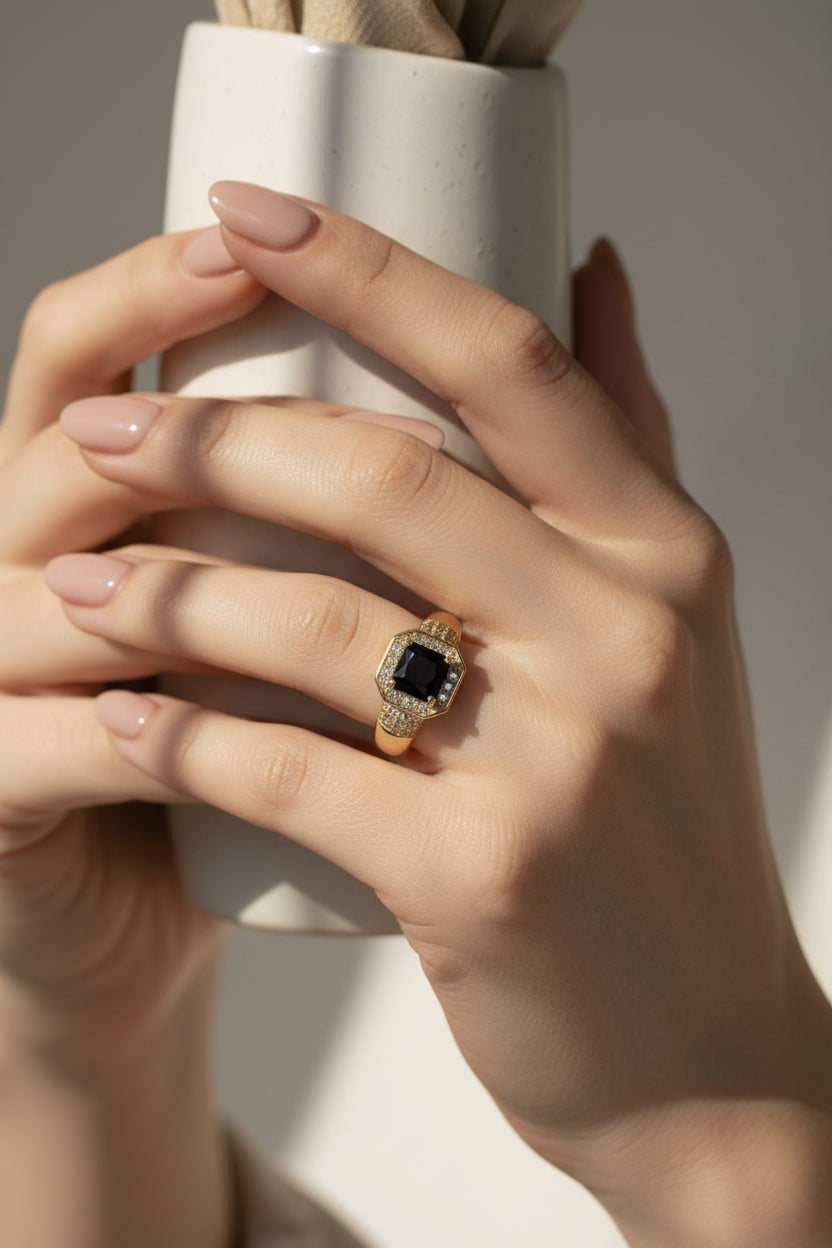 14K BLACK-GEMSTONE RING X001191692