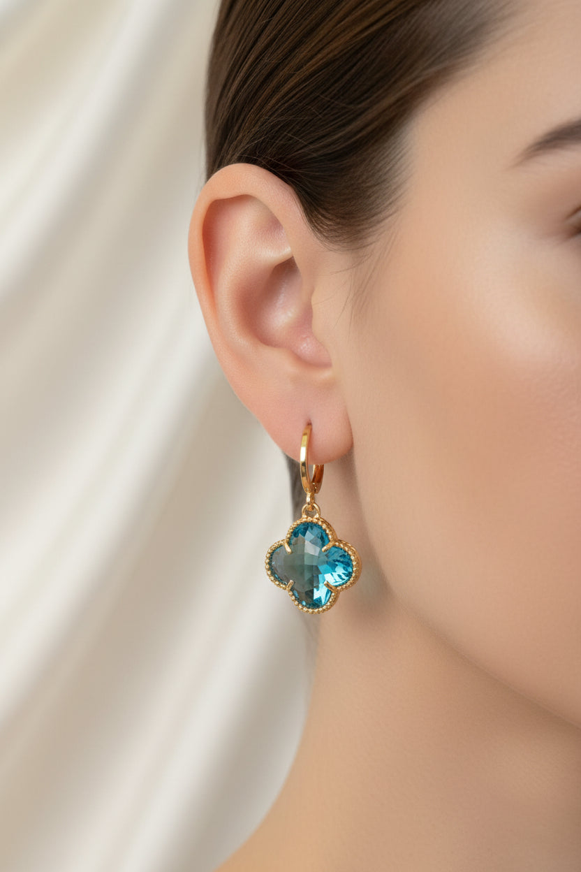 14K BLUE CLOVER EARRINGS RH-08280008