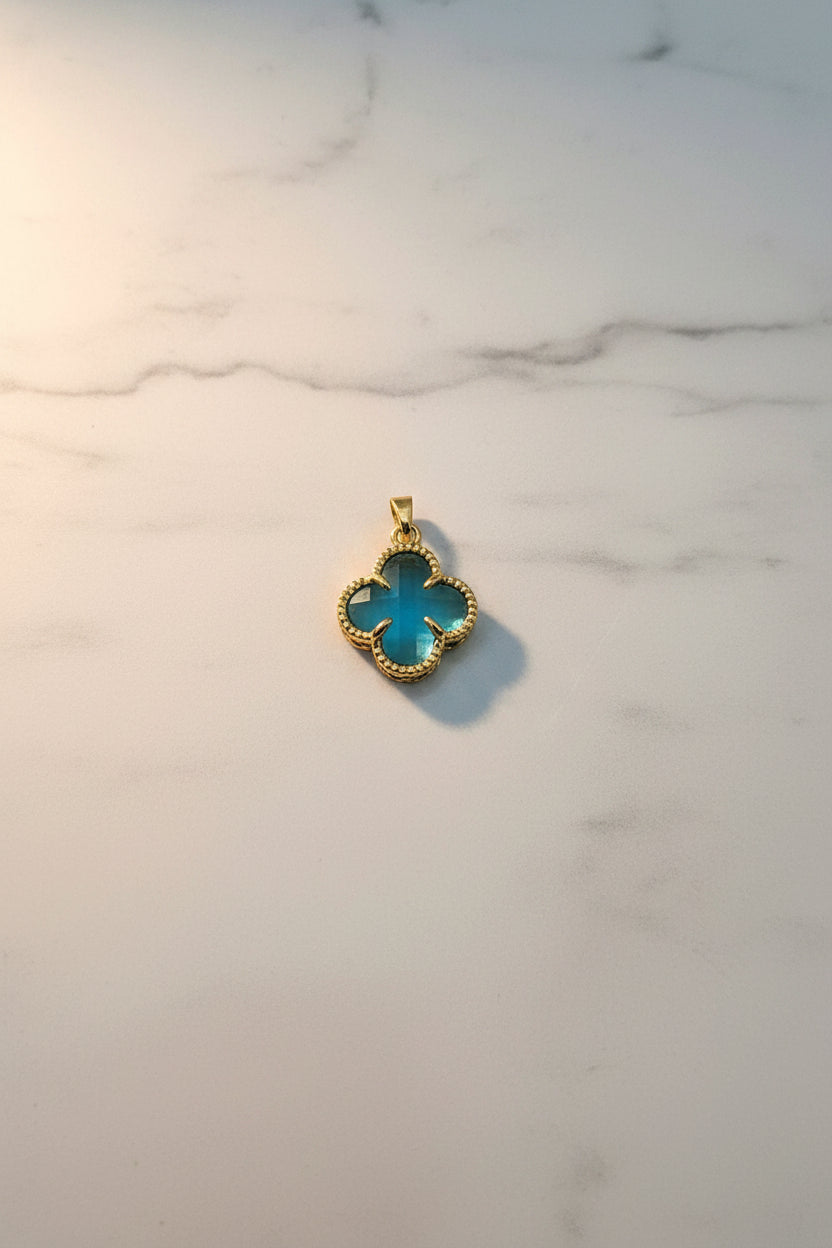 14K   BLUE-GEMSTONE CLOVER PENDANT