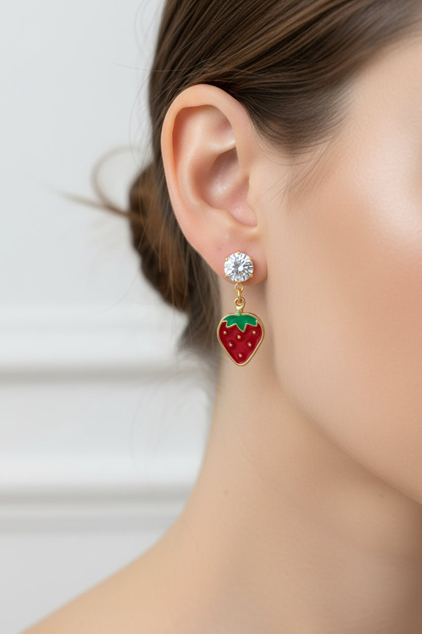 TTM RED STRAWBERRY CHARM EARRING T001138924