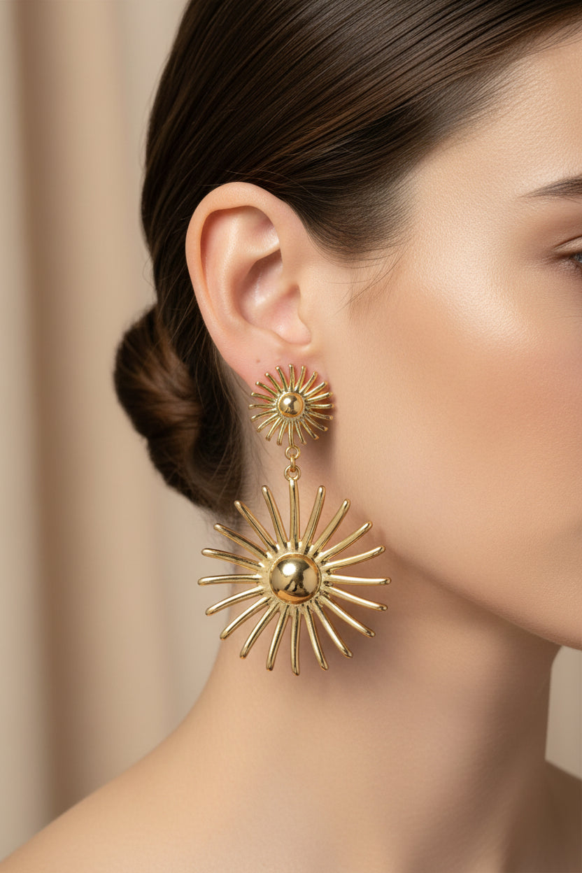 14K TWO SUNBURST EARRINGS WD3894A