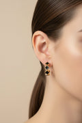 14K BLACK CLOVER HOOP EARRING JCF490A