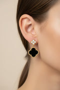 14K BLACK CLOVER DROP EARRING SY446D