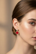 14K RED CLOVER DROP EARRING SY446B