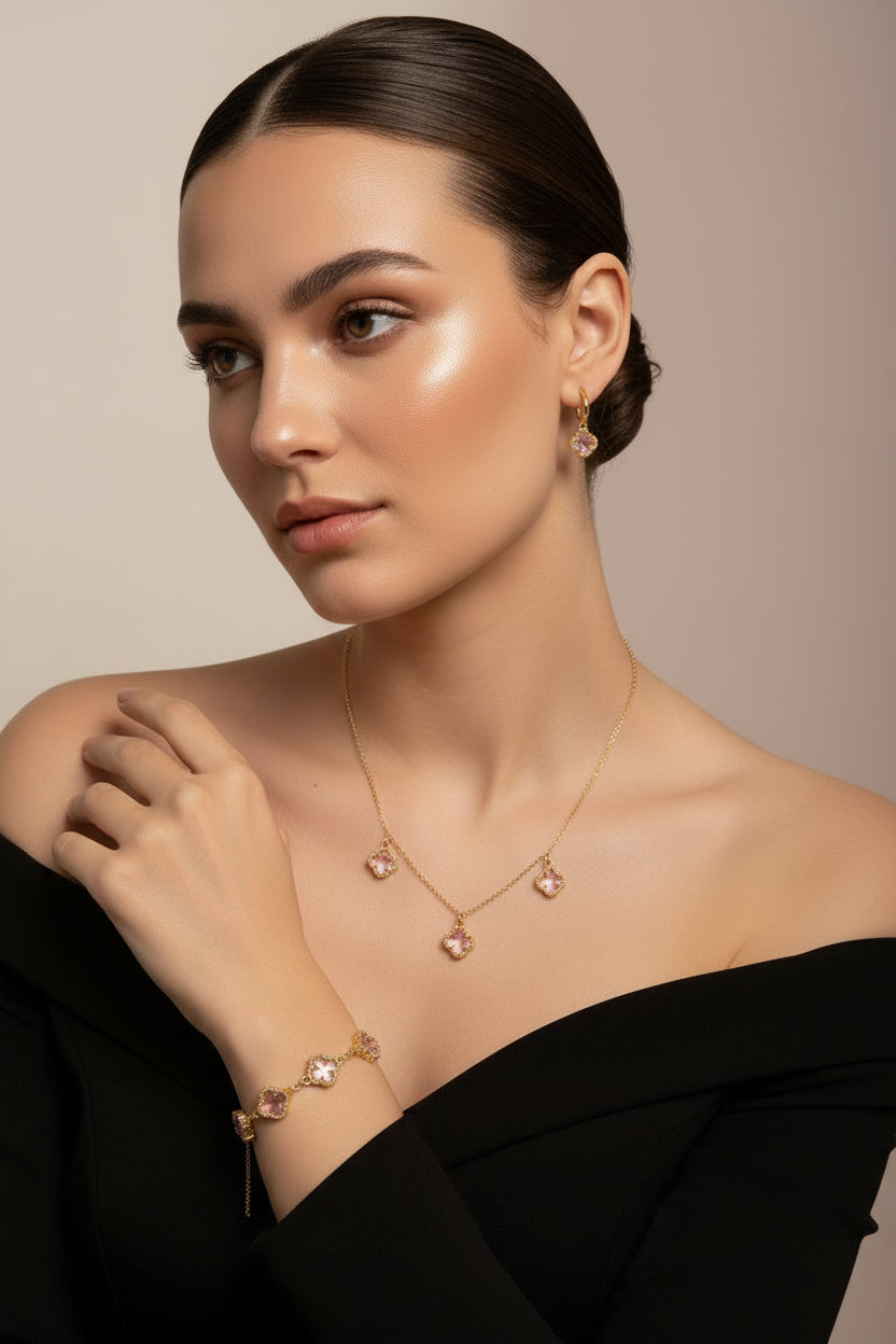 14K PINK CLOVER THREE SET XJDH20C