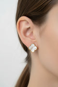14K WHITE CLOVER STUD EARRING SY939J