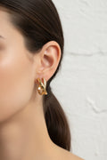 14K INTERLOCKING DESIGN HOOP EARRING JCF491A