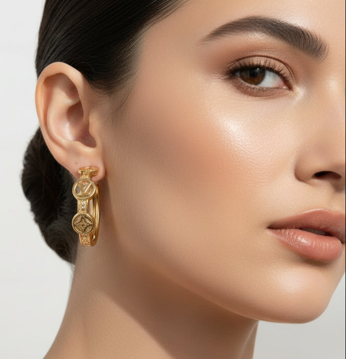 14K LOUIS VUITTON INSPI HOOP EARRING SH2845D