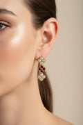 14K FLORAL MULTICOLOR STUD EARRING YAH223B
