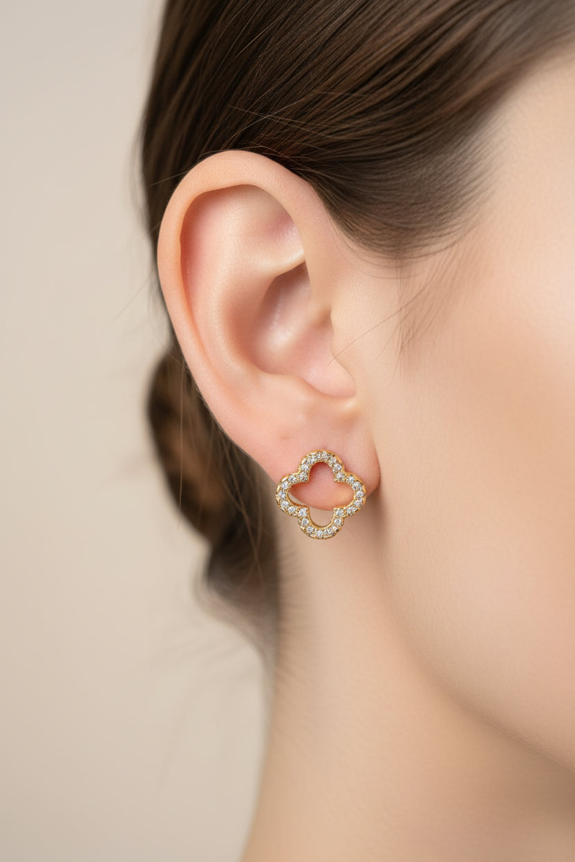 14K OPEN CLEAR CLOVER CL693A