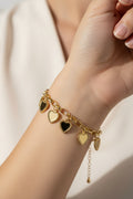 14K DANGLING HEART-CHARMS BRACELET CS-18680001