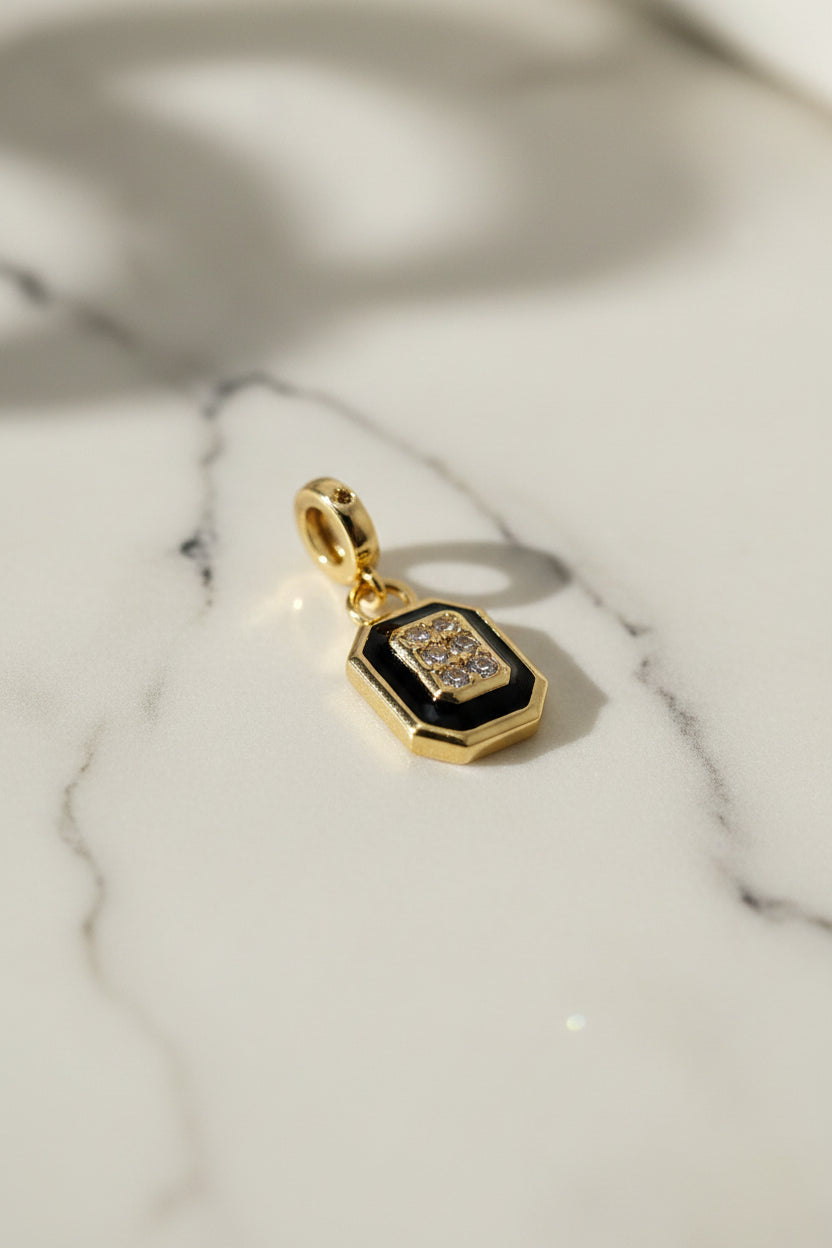 14K CZ GEOMETRIC OCTAGONAL DESIGN PENDANT