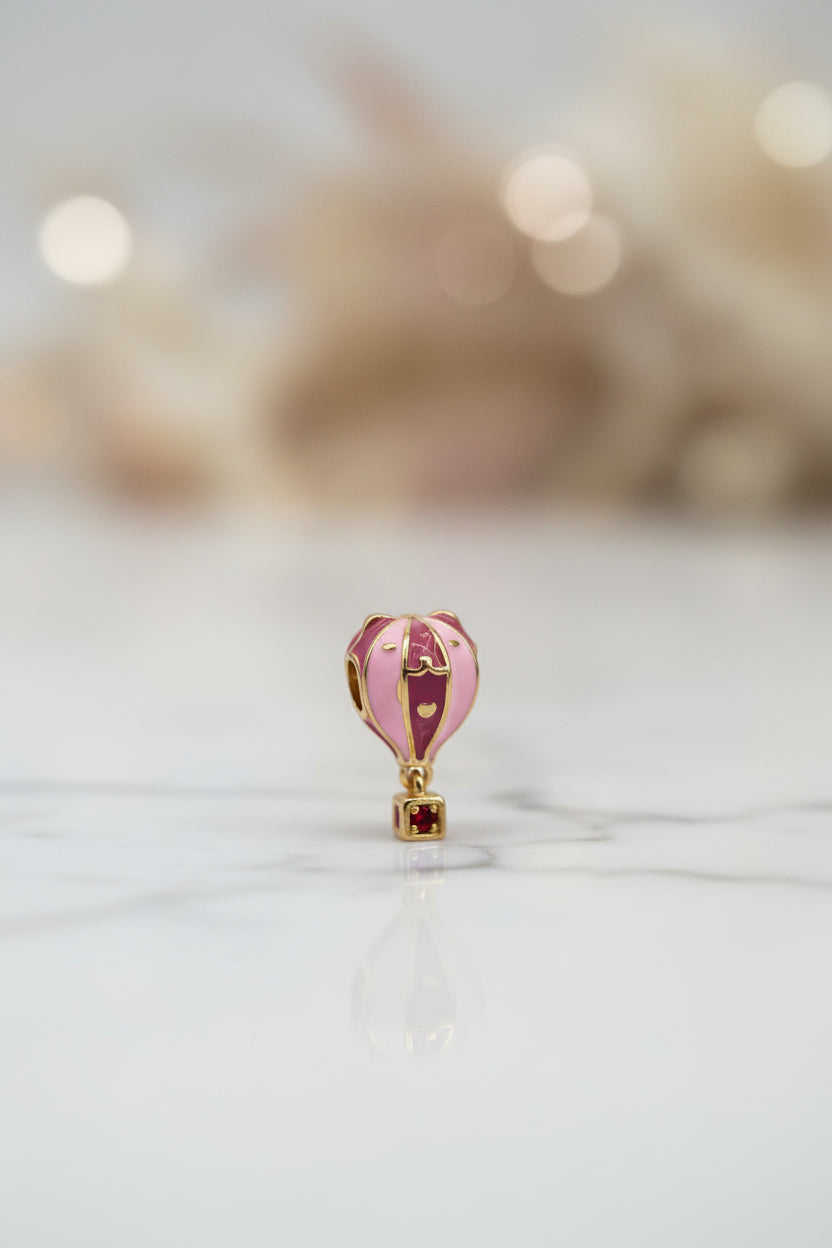 14K PINK/RED HOT AIR BALLOON PANDORA PENDANT