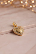 14K CZ PUFFED HEART PENDANT