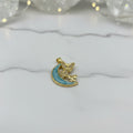 14K BLUE CRESCENT MOON AND BUTTERFLY PENDANT