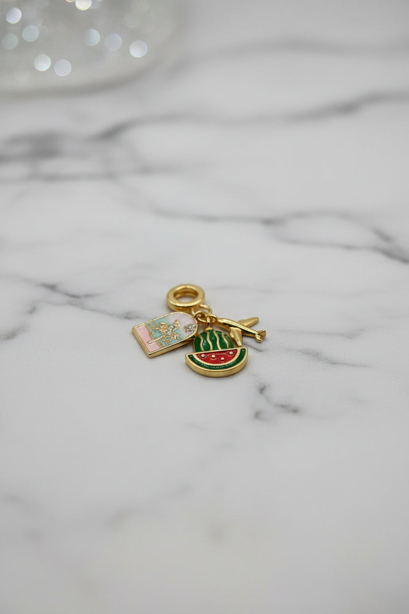 14K TRAVEL-THEMED AND SUMMER PANDORA CHARMS PENDANT