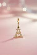 14K EIFFEL TOWER WITH CZ DESIGN PENDANT
