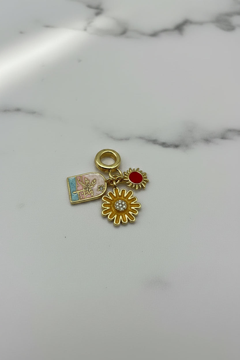 14K  YELLOW SUNFLOWER SUMMER CHARMS PENDANT