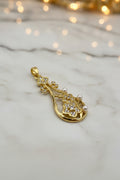 14K SMALL FLOWERS CZ WITH THREE PEARLS