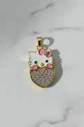 14K HELLO KITTY OVER A HEART PENDANT